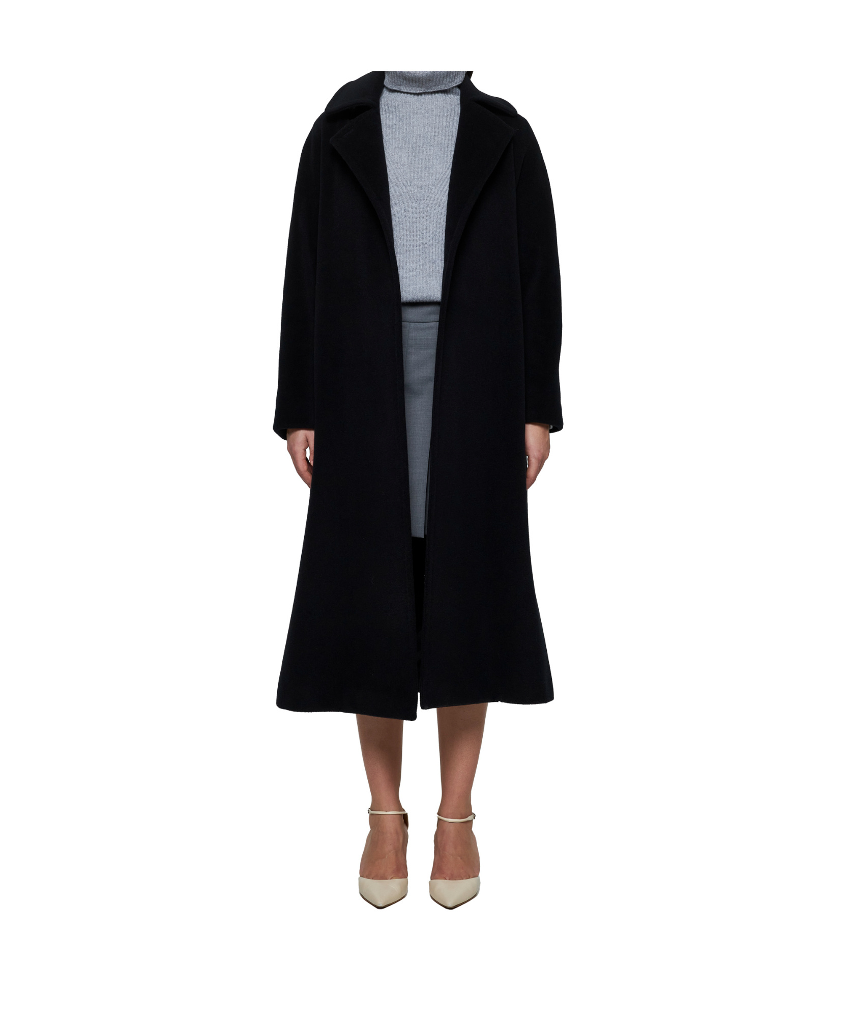 Max Mara Baby Straight Hem Belted Coat In Black