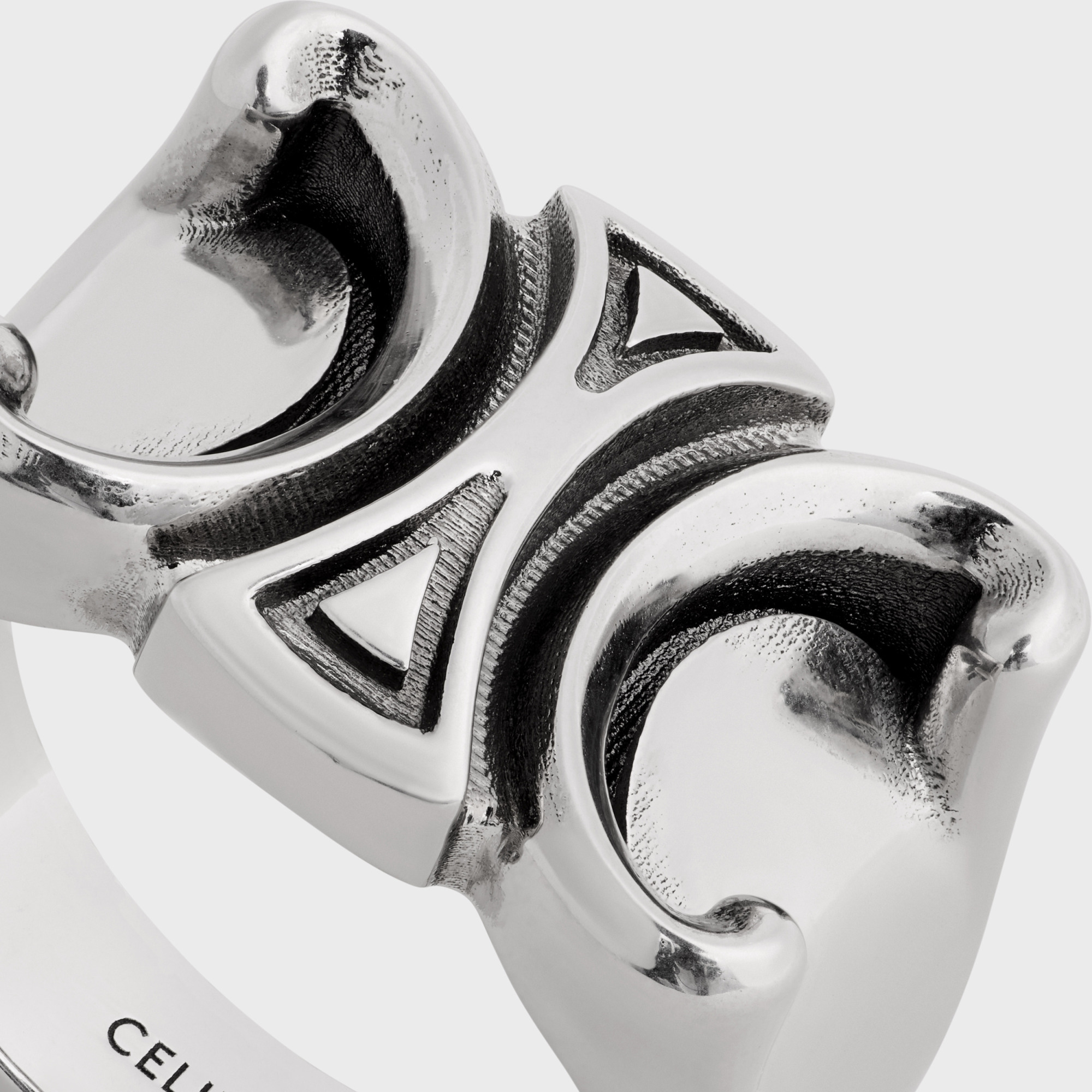 Celine Logo Ring In Gray