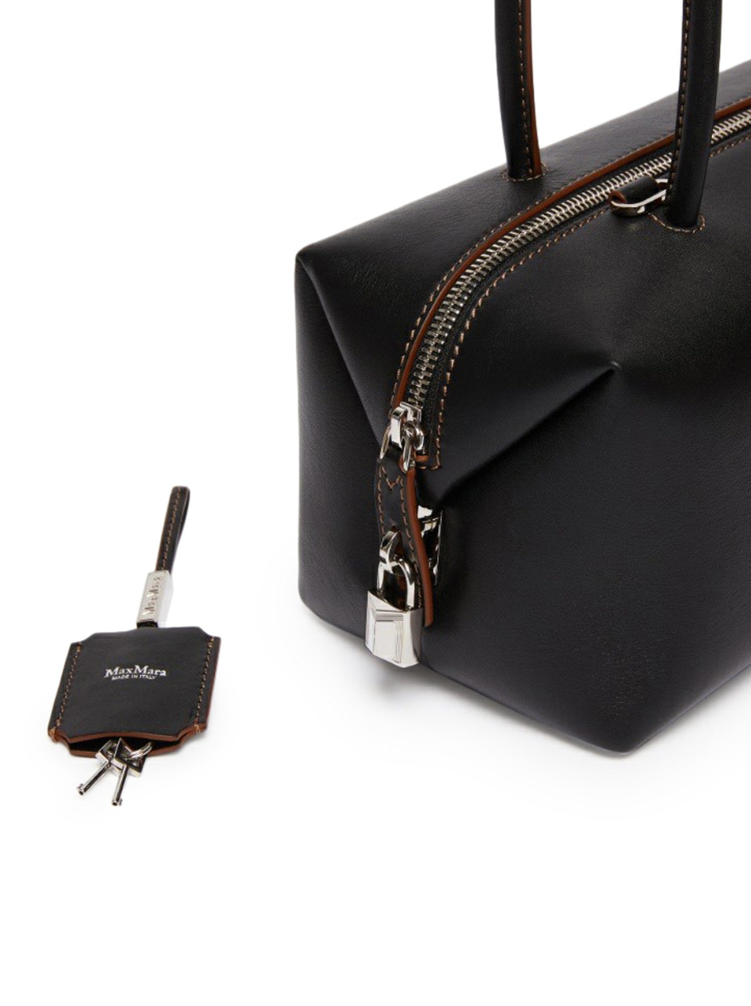 Max Mara Maxmara Women Holdallstring - Natural Leather Satchel In Black