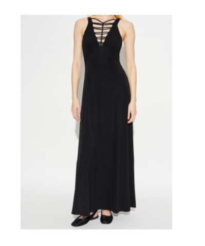 Emporio Armani Long Dress With Flared Hem And Scoop Back In Black