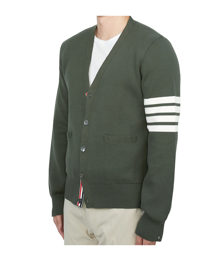Thom Browne Cotton Crepe V-neck Cardigan In Black