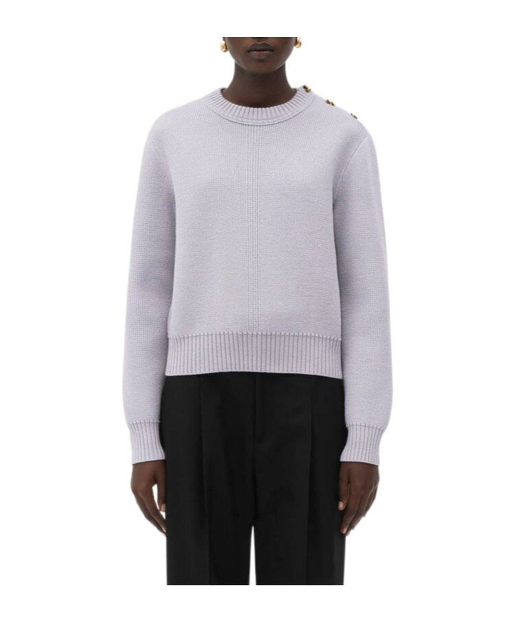 Bottega Veneta Round-neck Knitted Sweater In Gray