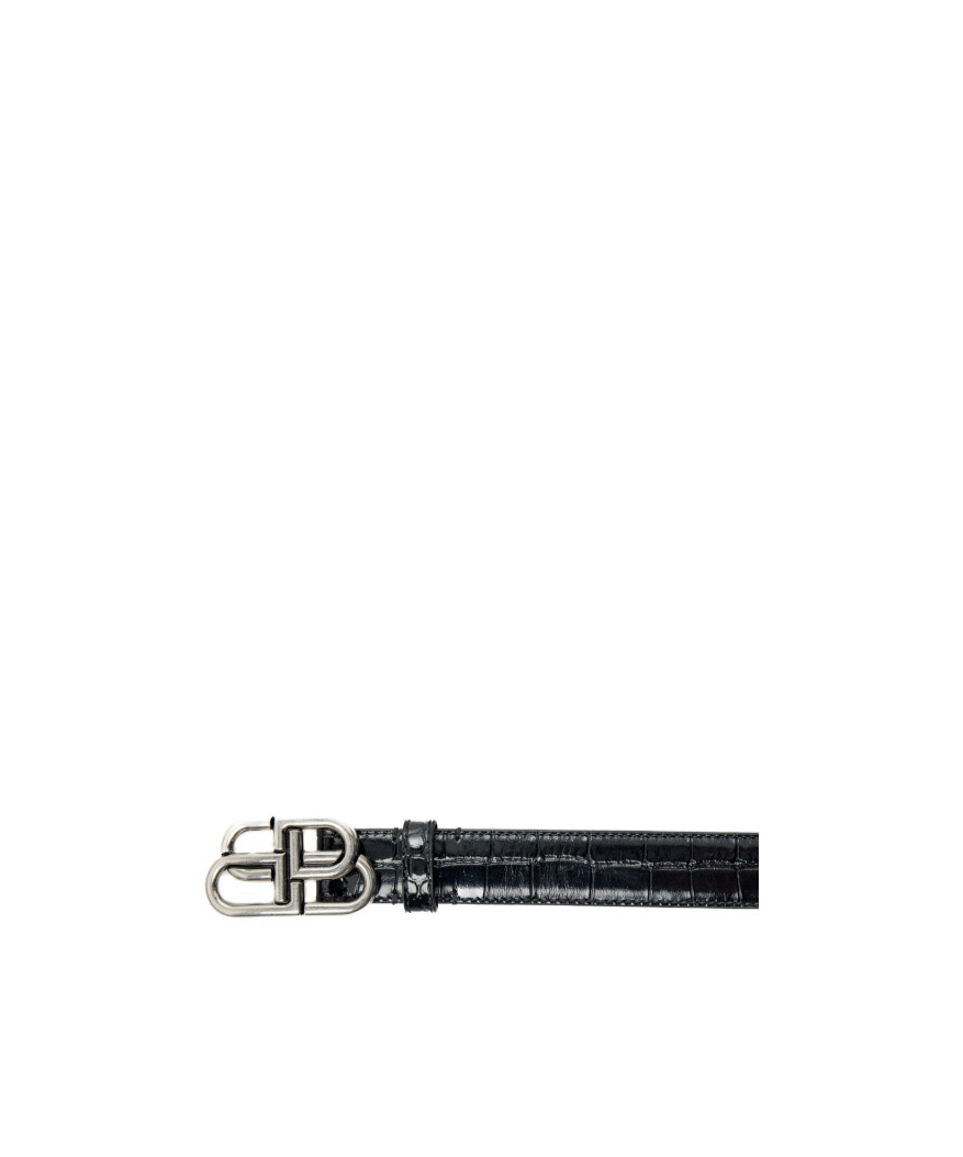 Balenciaga Bb Thin Belt In Black