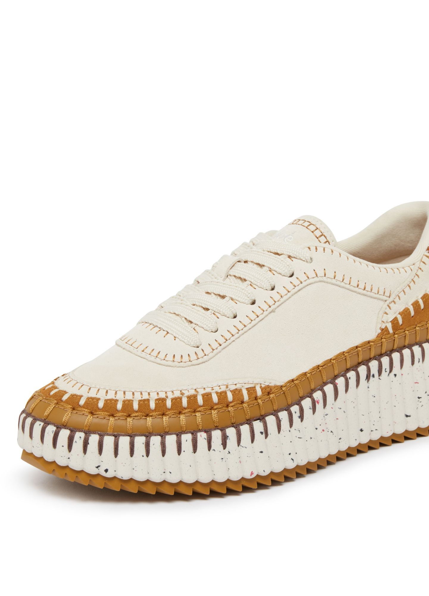 Chloé Chloe Nama Panelled Suede Sneakers In White