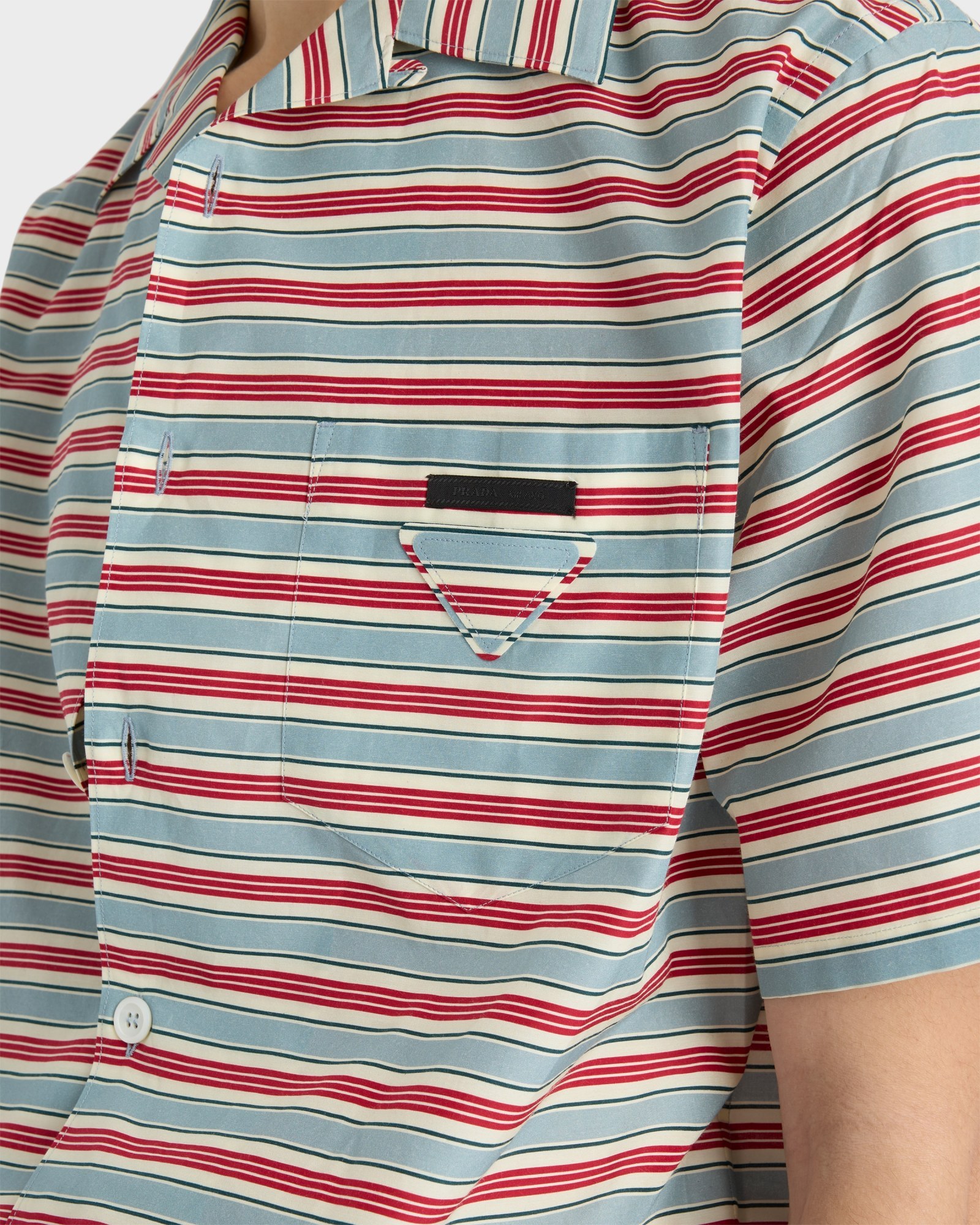 Prada Embroidered Chest Pocket Cotton Blend Shirt In Multi