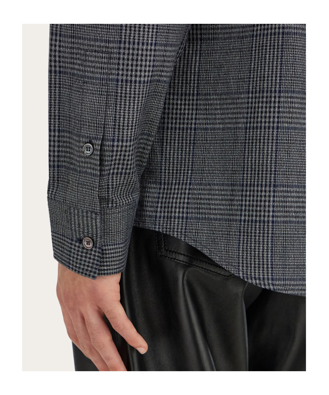 Ferragamo Checked Embroidered Shirt In Gray