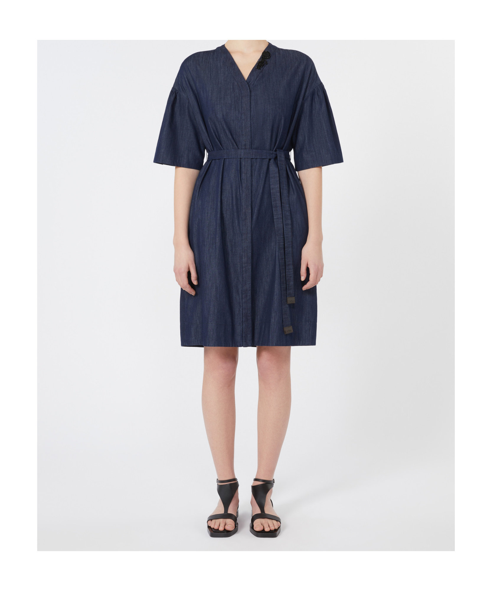Max Mara Cotton Denim Dress In Blue