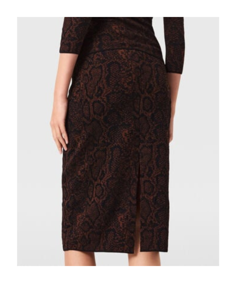 Stella Mccartney Textured Snakeskin Jacquard Wool Blend Midi Skirt In Multi