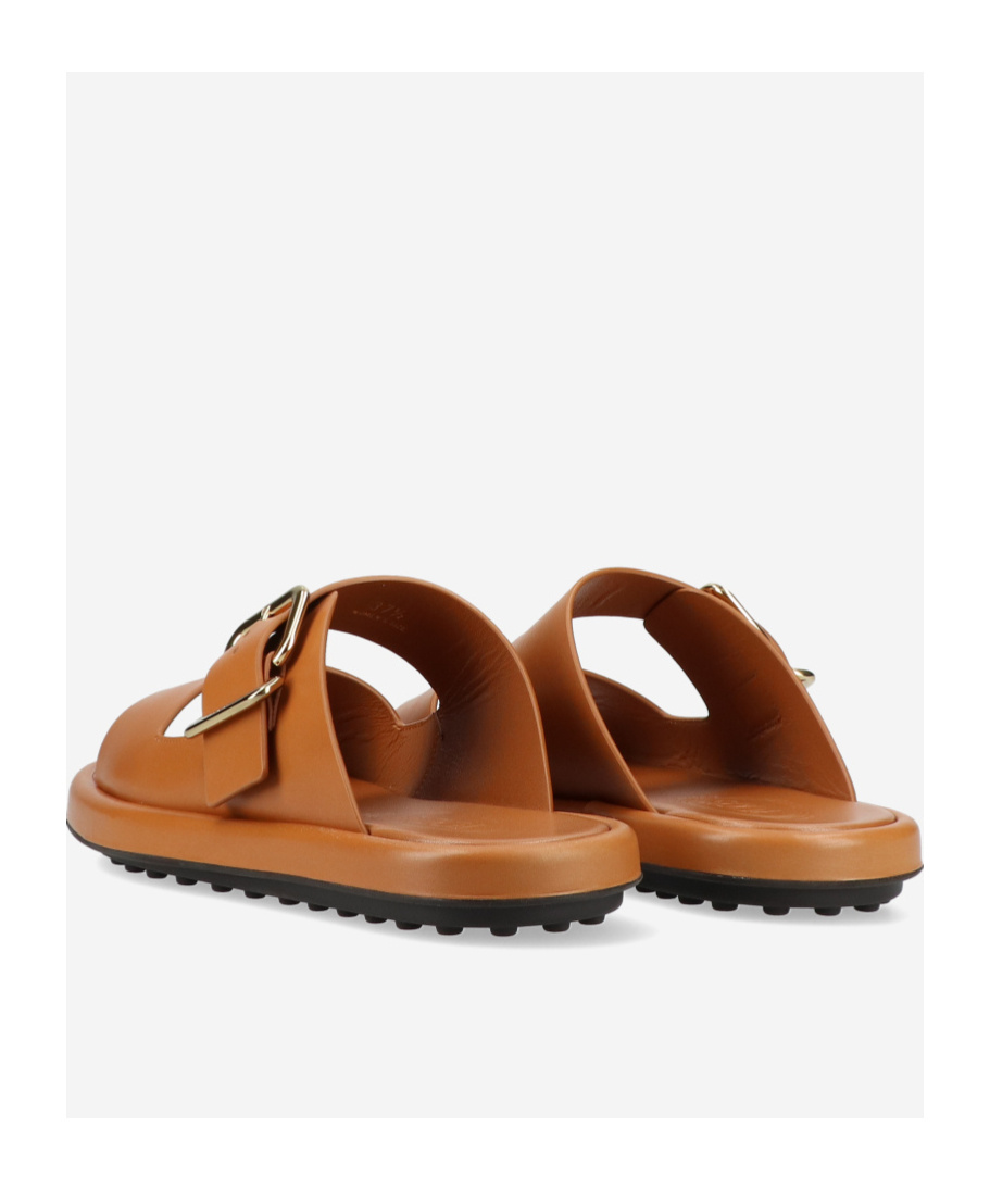 Tod's Round-headed Flat Sandals In Brown