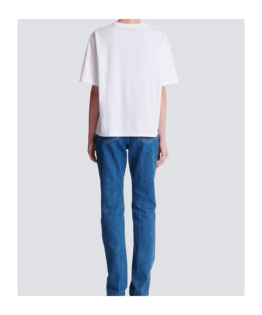 Balmain Brushstroke Paris Logo Graphic T-shirt In White