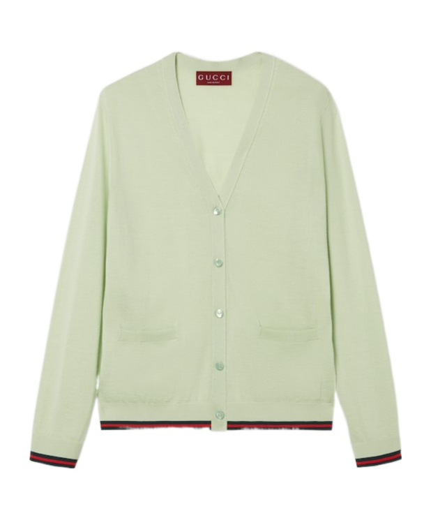 Gucci Extra Fine Cashmere Silk Cardigan In Light Green