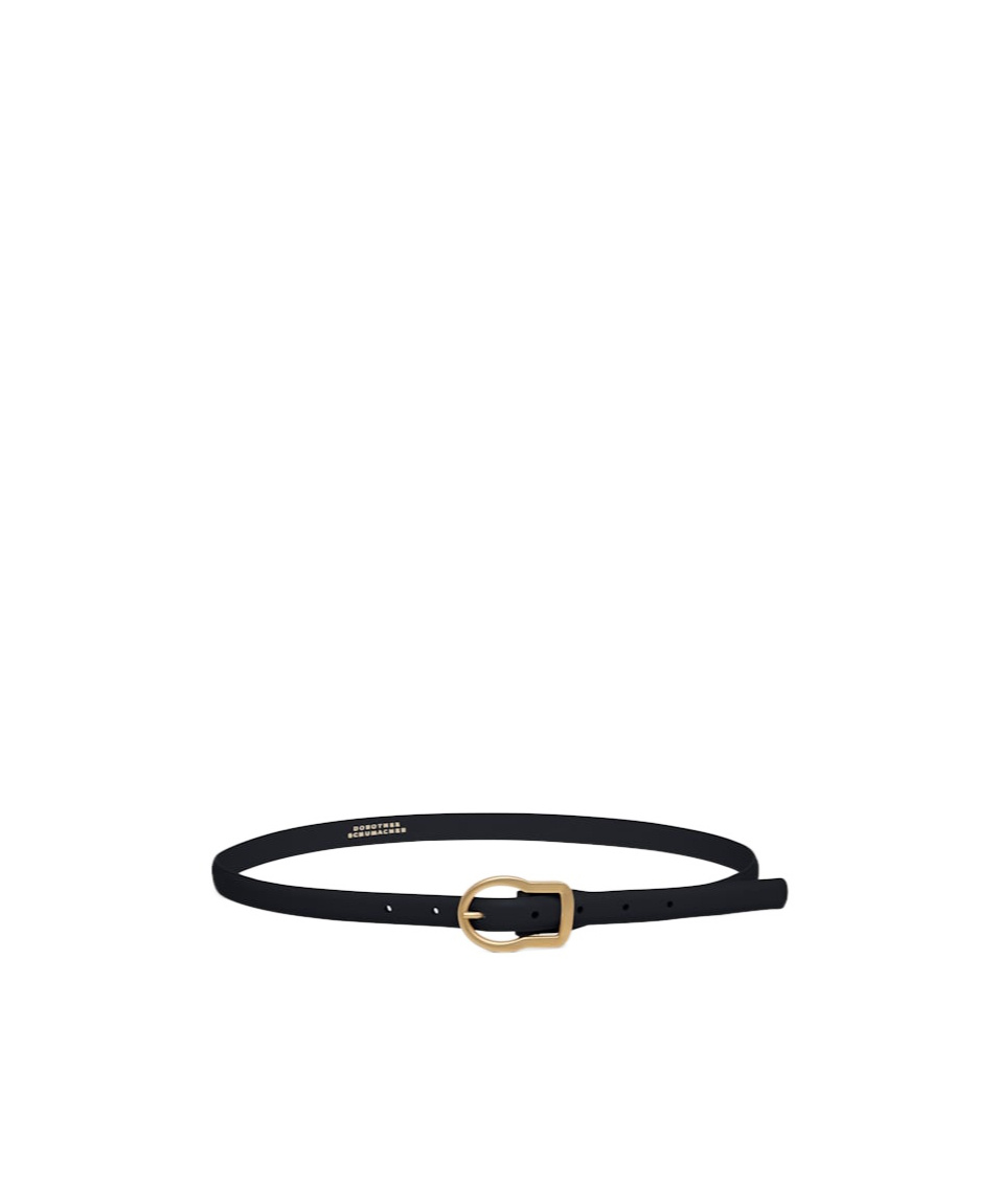 Dorothee Schumacher Thin Leather Belt With Signature Buckle In Black