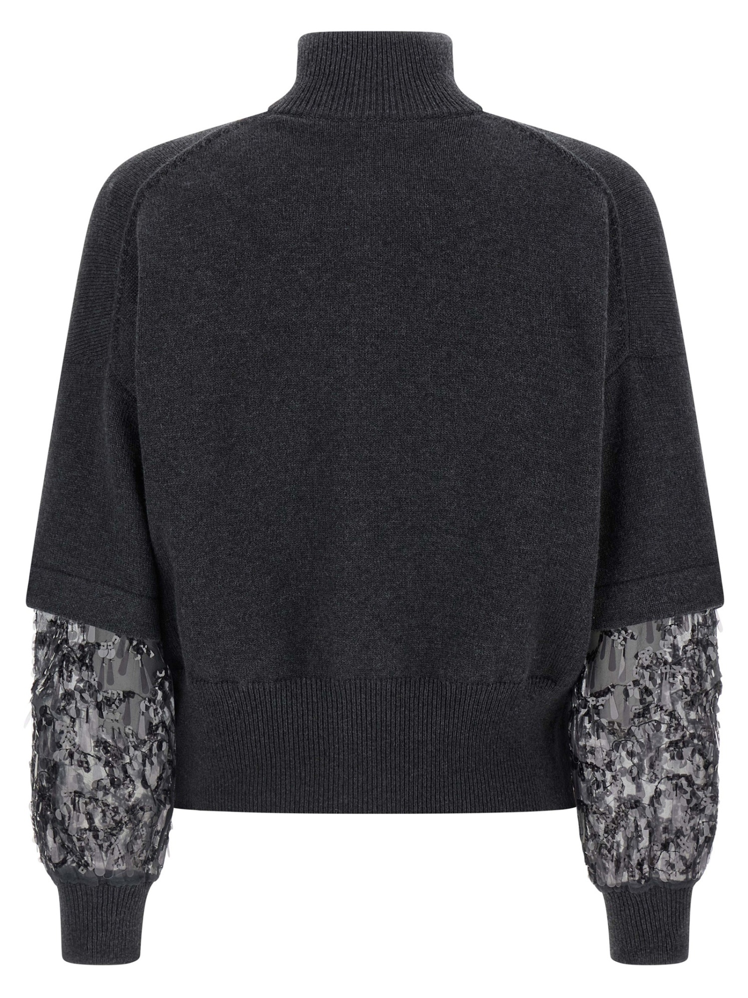 Brunello Cucinelli Sequin Sleeve Cardigan Sweaters And Cardigans Gray In Multi