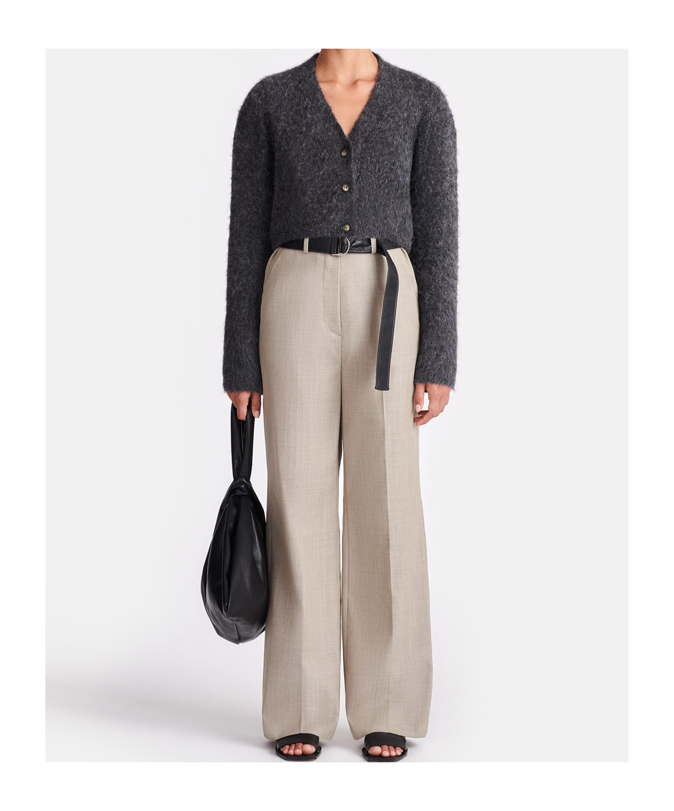 Nanushka Dark Grey Stretch Nylon Blend Henny Cardigan In Black