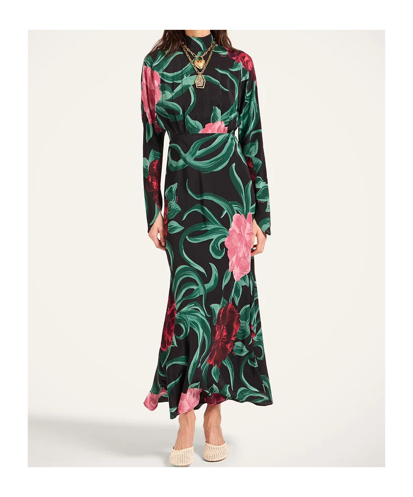 La Doublej Gilda Floral Maxi Dress In Black