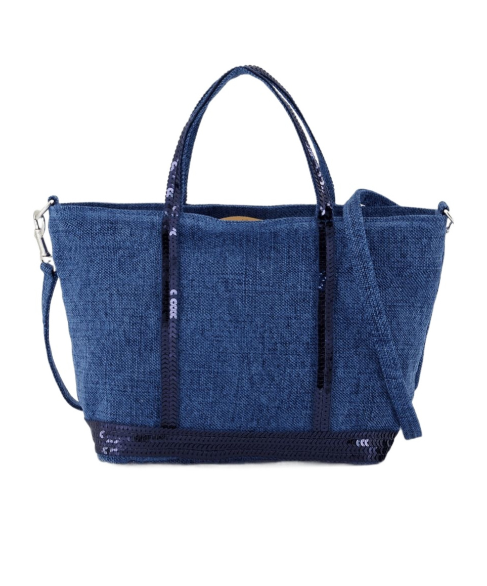 Vanessa Bruno Cabas Sequin-embellished Linen Tote Bag In Blue