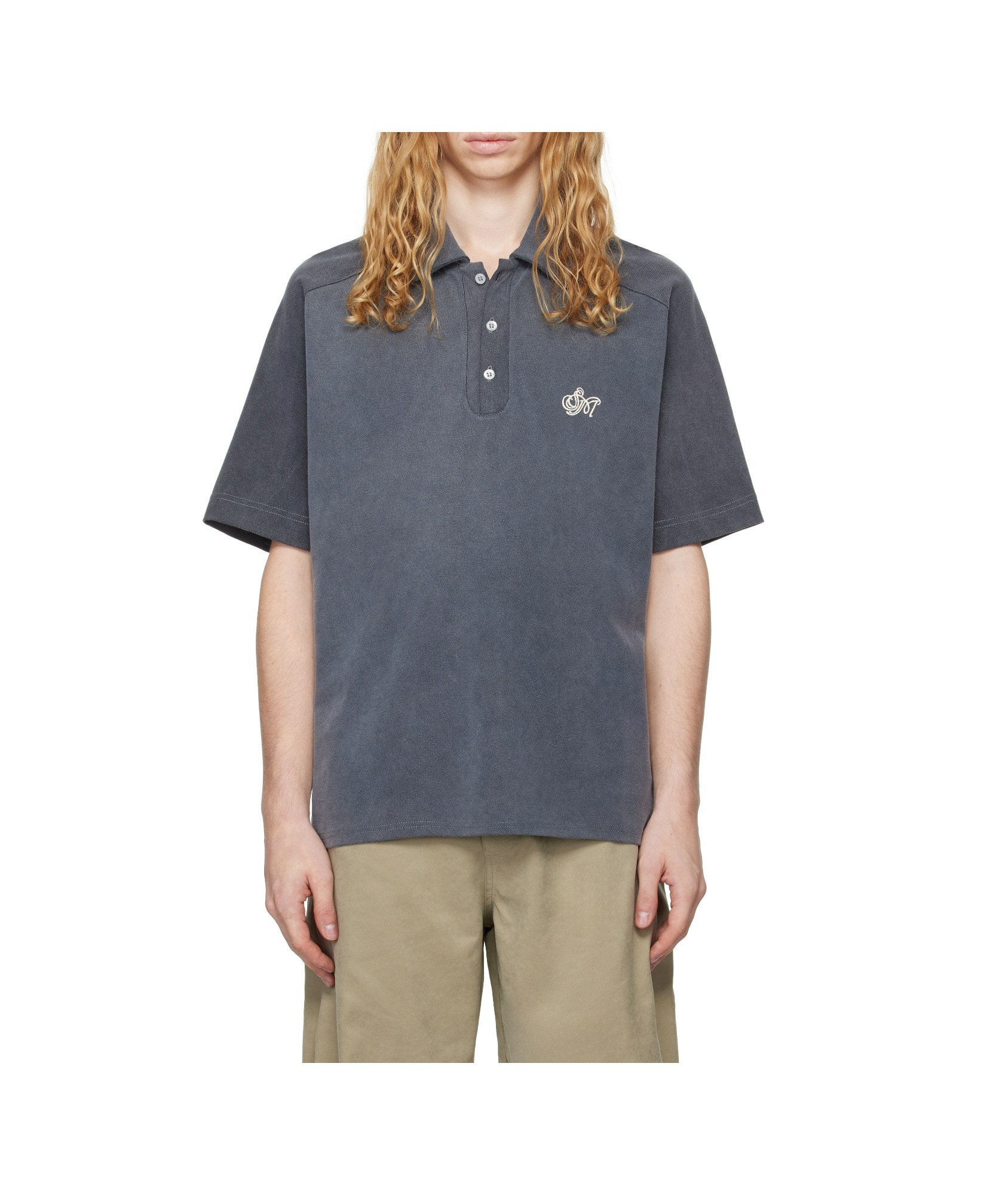 Serapis Dyed Sailor Polo Shirt In Gray