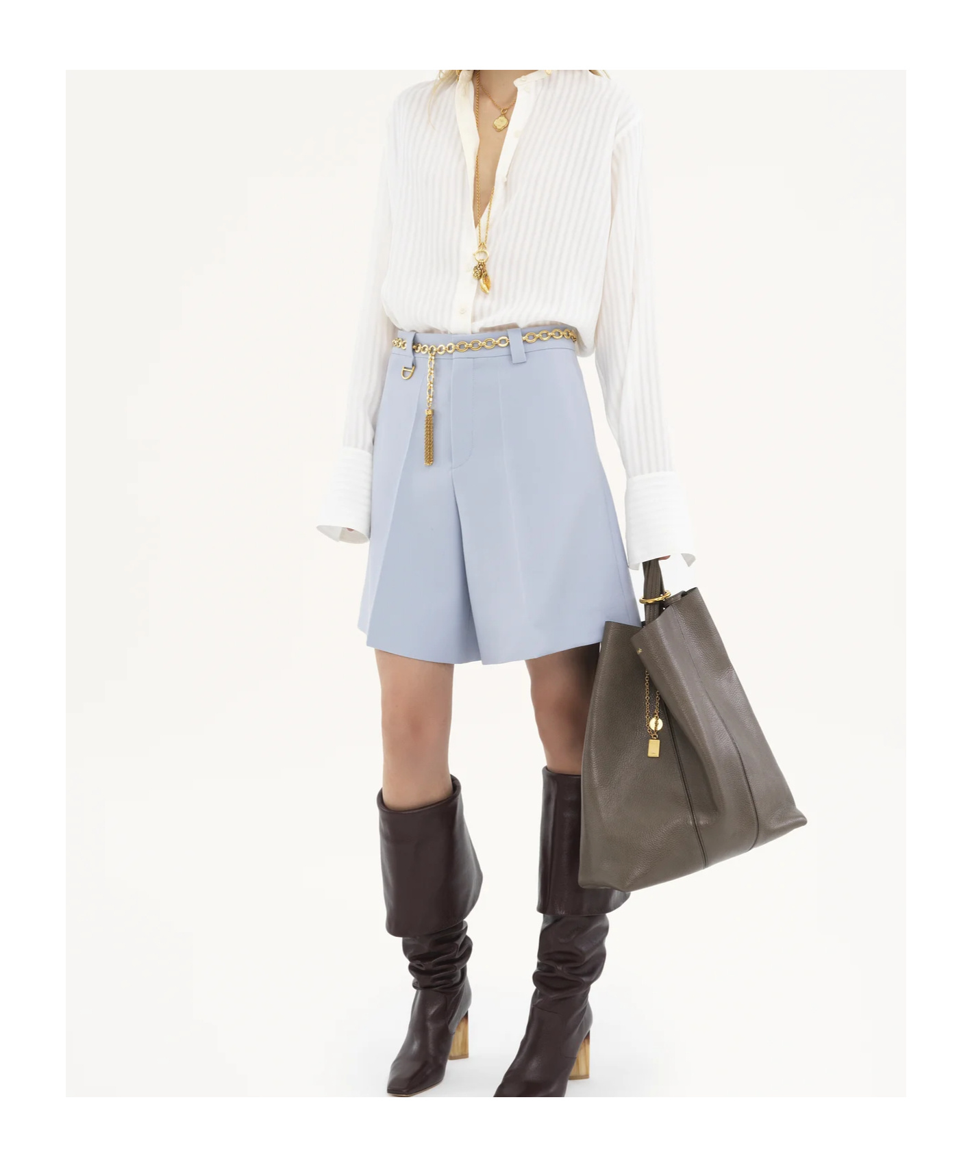 Chloé Refined Wool Blend Shorts In White