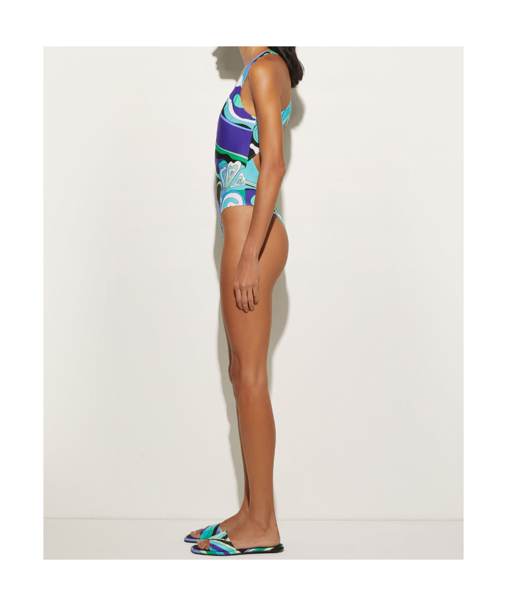 Emilio Pucci Pucci Pattern-printed One-piece Swimsuit In Blue