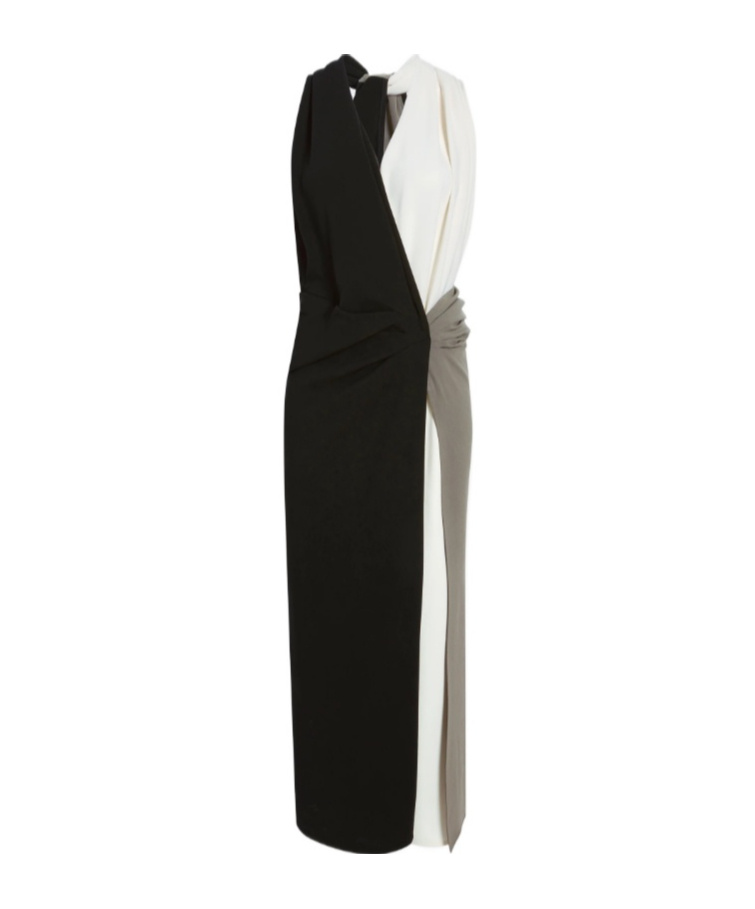 Proenza Schouler Elsa Colorblock Matte Double Crepe Dress In Black