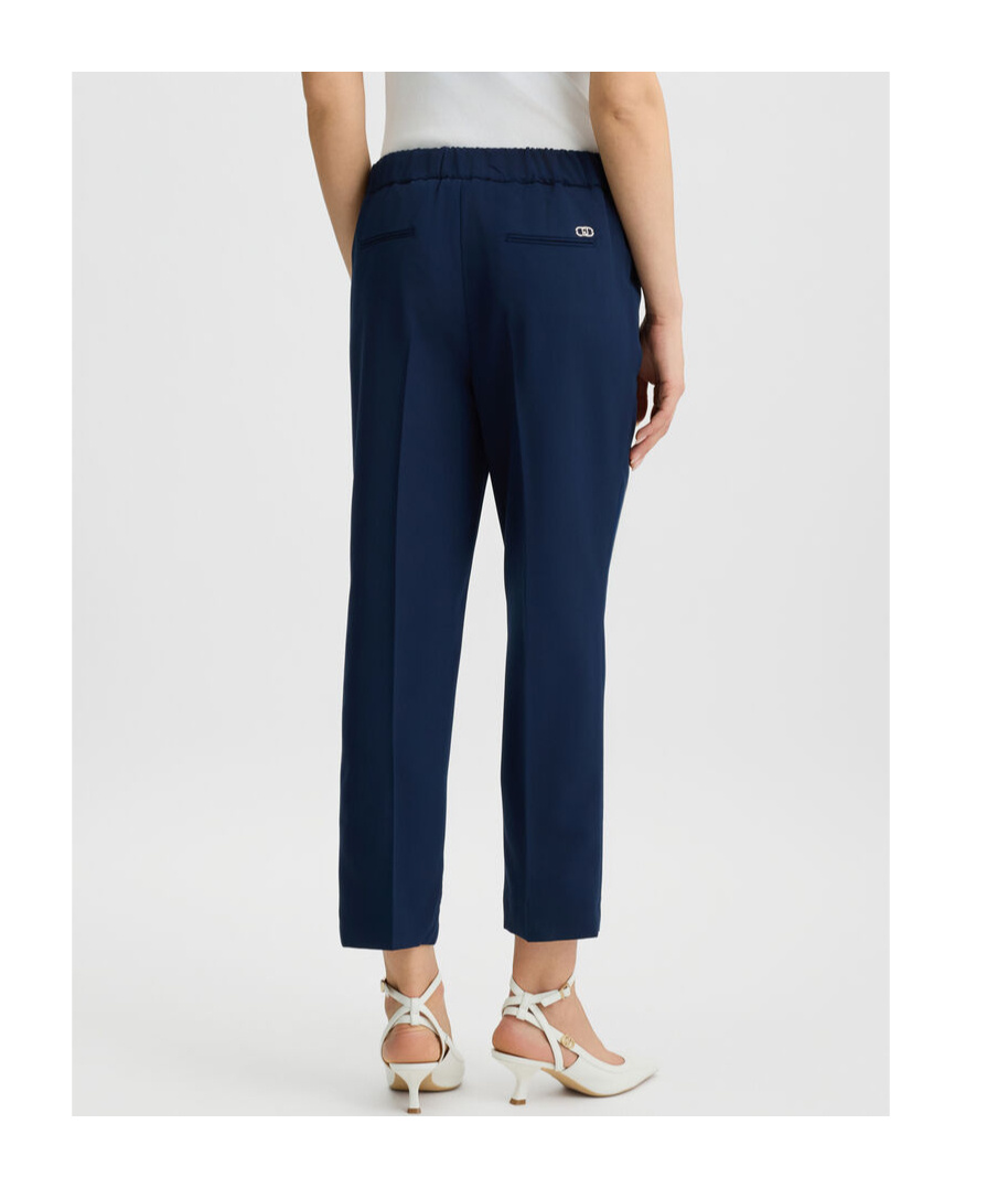 Liu •jo Liu Jo Logo-plaque Tapered Trousers In Blue