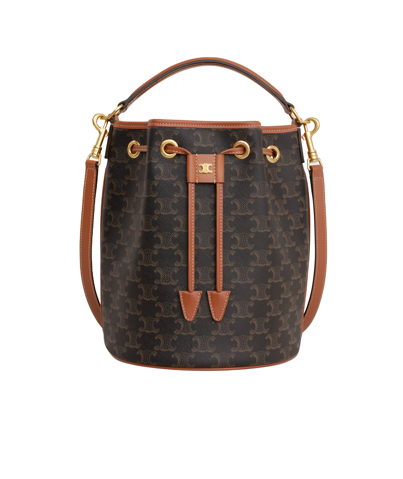 Celine Clara Drawstring Shoulder Bag In Brown