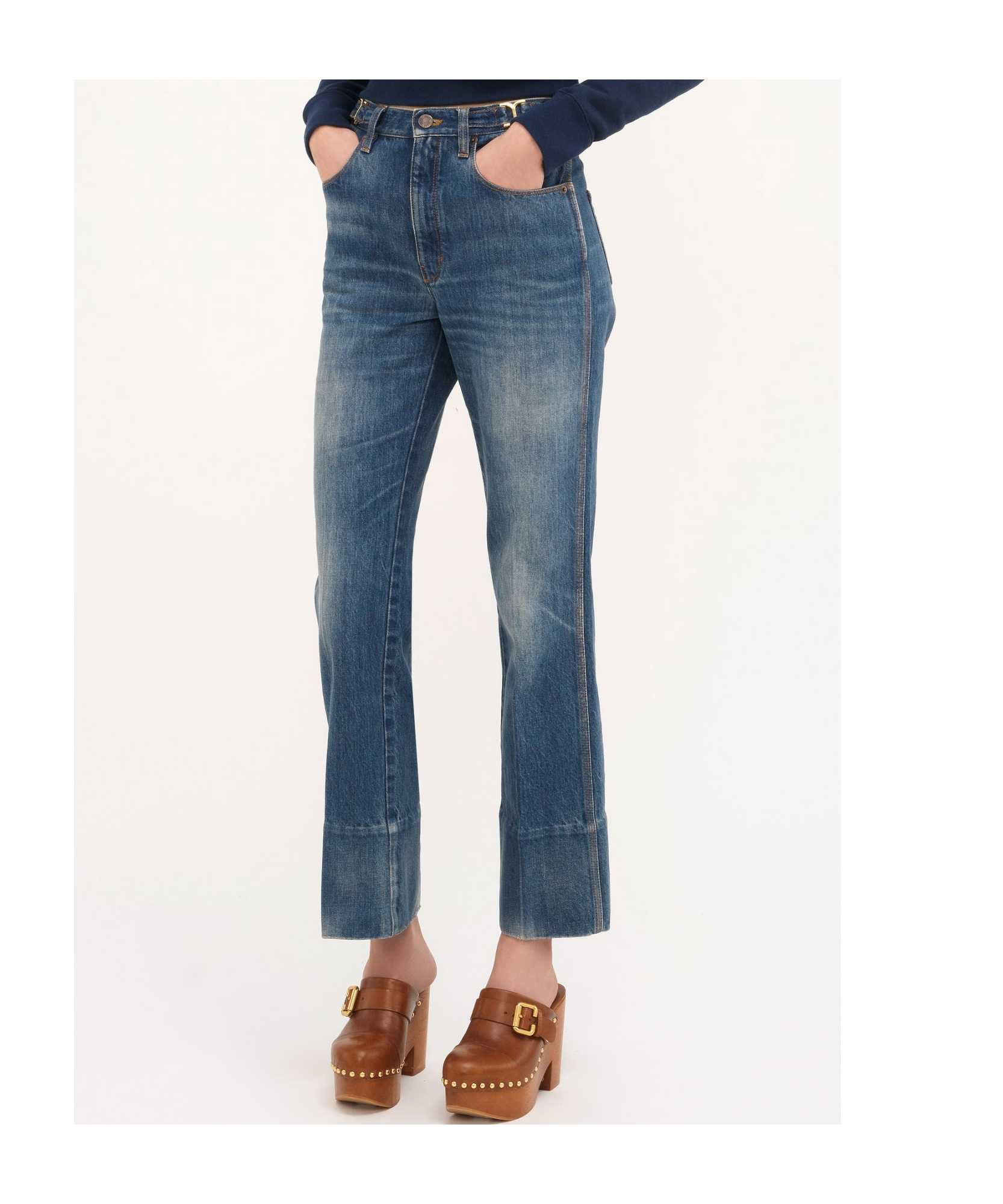 Chloé Snake Capsule High Rise Jeans In Blue