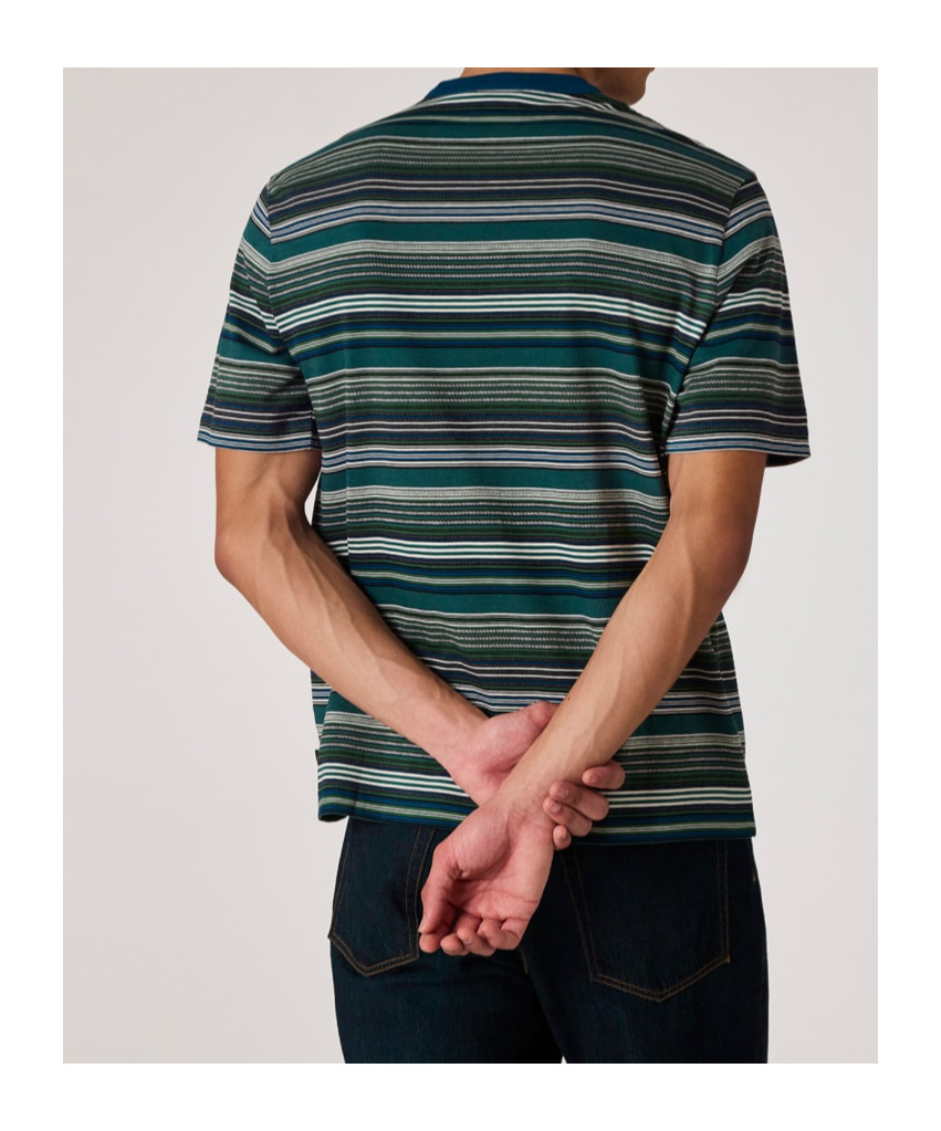 Ps By Paul Smith Ps Paul Smith Mens Multi Yarn-dye Stripe T-shirt In Green