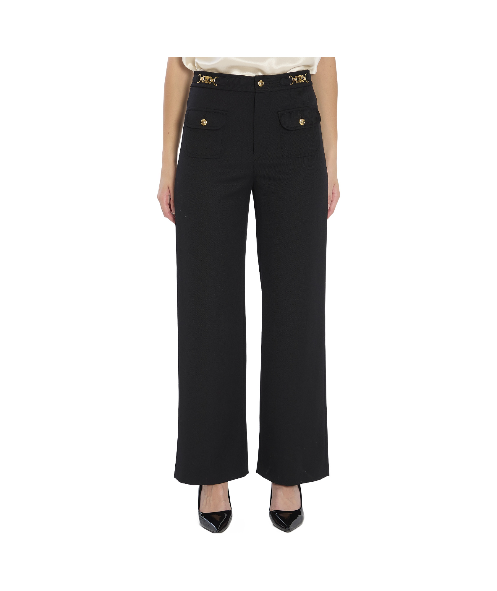 Celine Belt Loop Casual Pants In Black