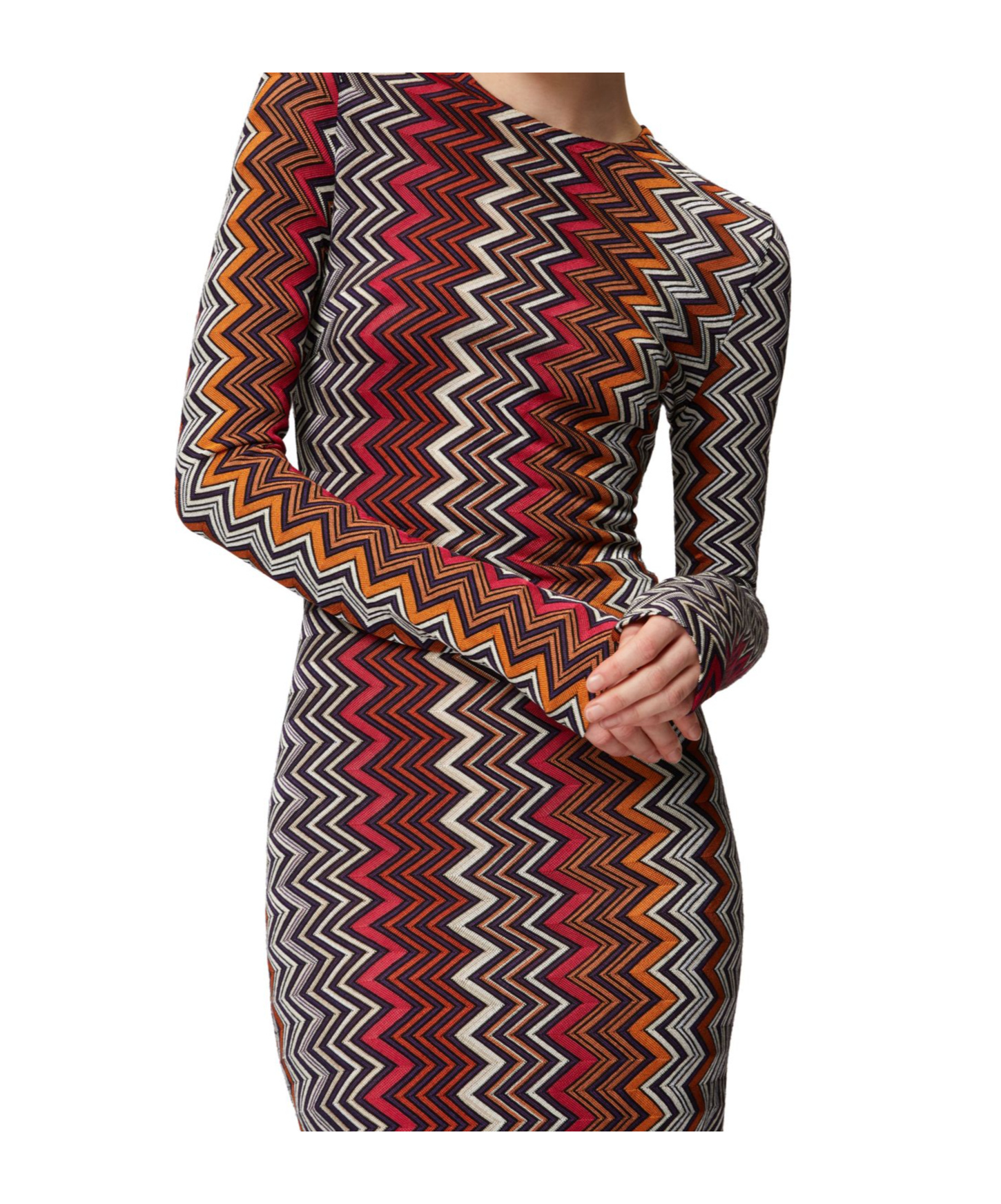 Shop Missoni Long Sleeve Dress In Multicolor