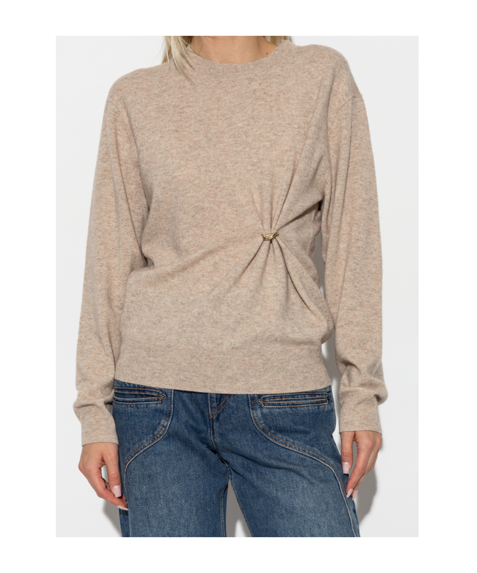 Shop Isabel Marant Brooch-detail Sweater In Nude