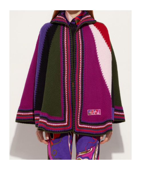 Pucci Color Block Large Cape In Purple