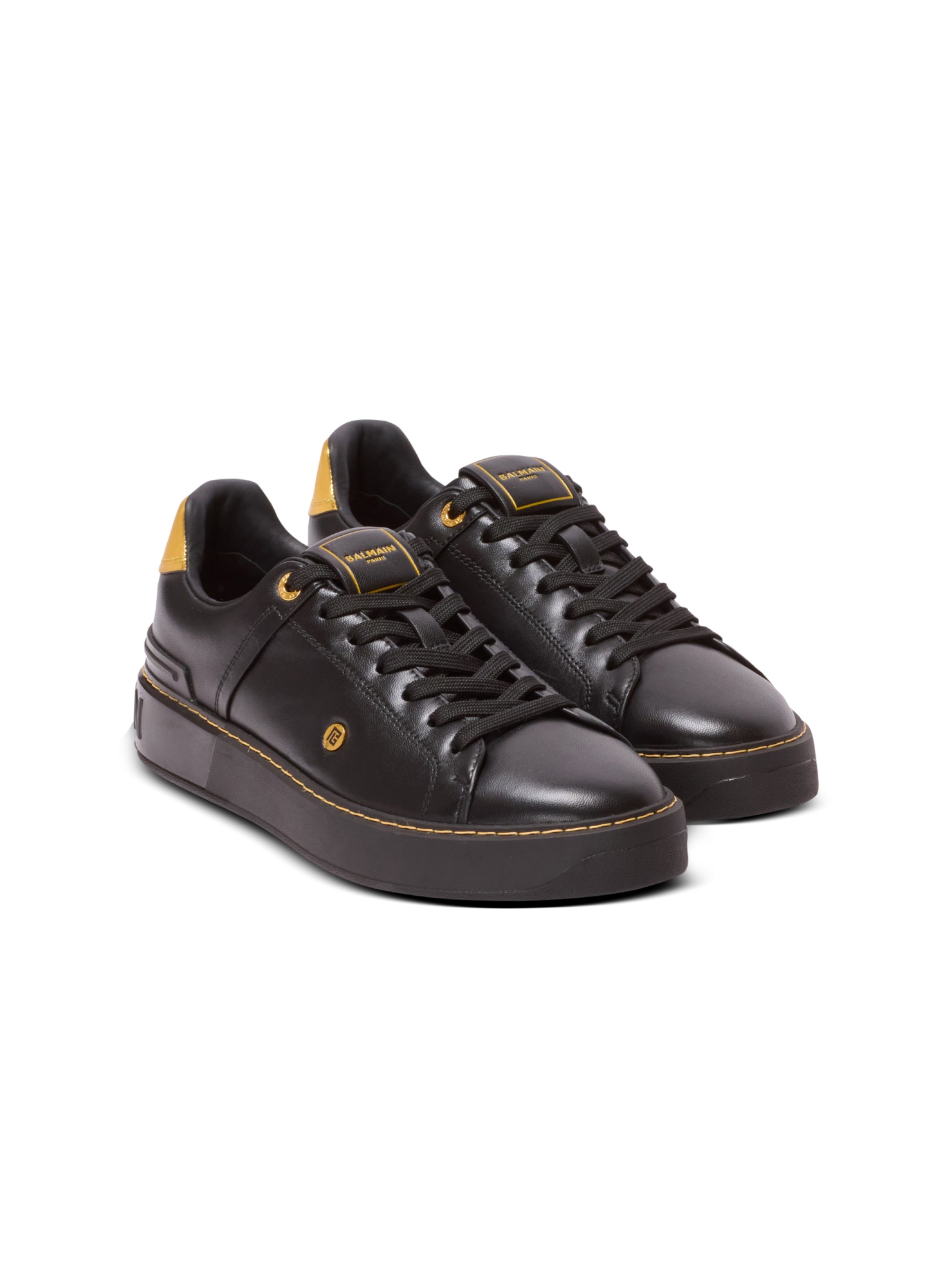Balmain B-court Trainers In Calfskin In Black