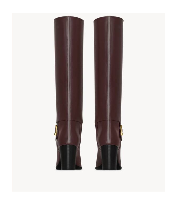 Saint Laurent 70mm Buckle-detail Calf-leather Boots In Red