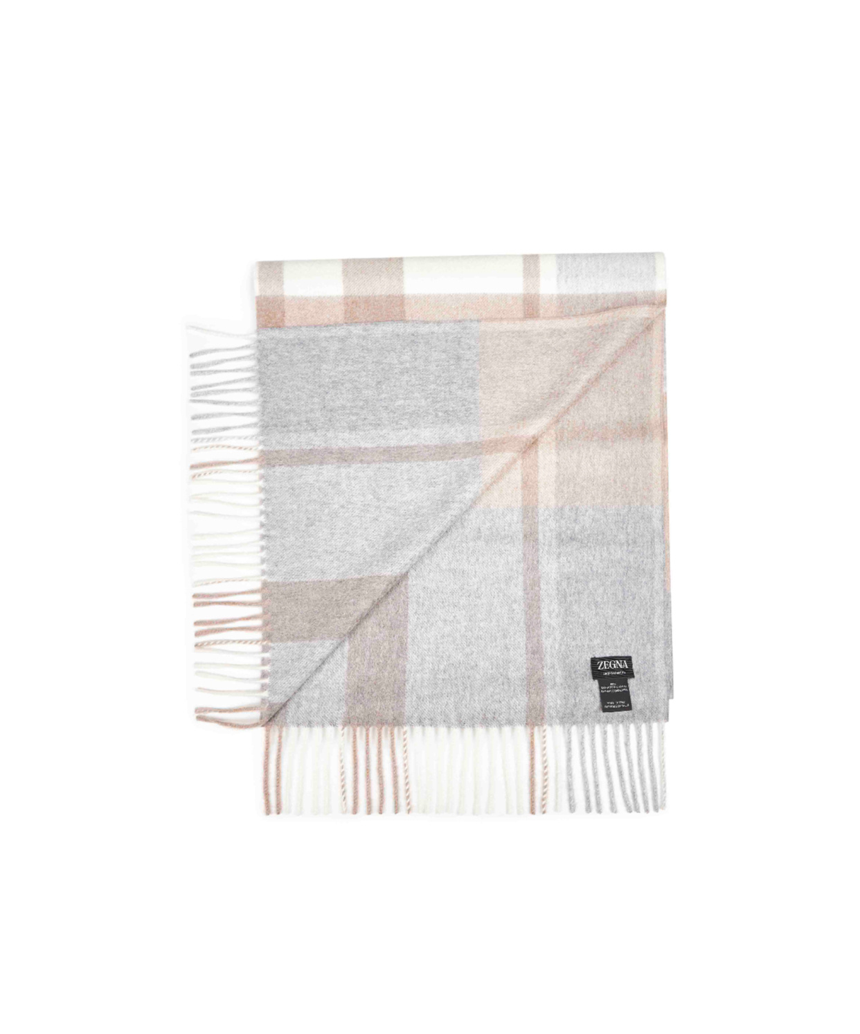 Zegna Beige Checked Oasi Cashmere Scarf In Multi