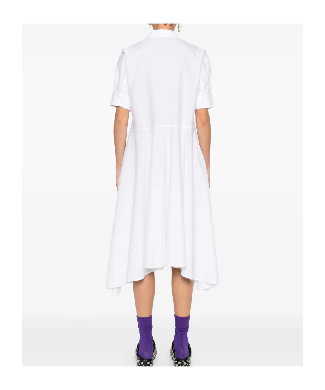 Marni Asymmetrical Cotton Dress Featuring Gathered Detail In White