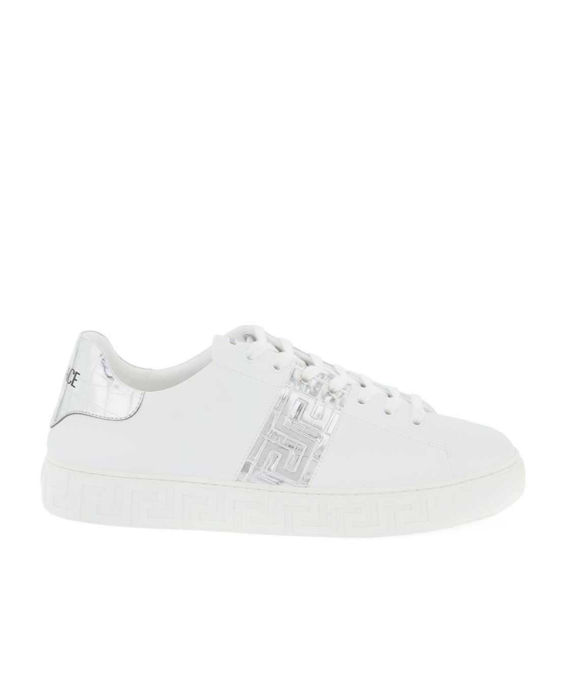Versace Greca Embroidered Low-top Sneakers In White