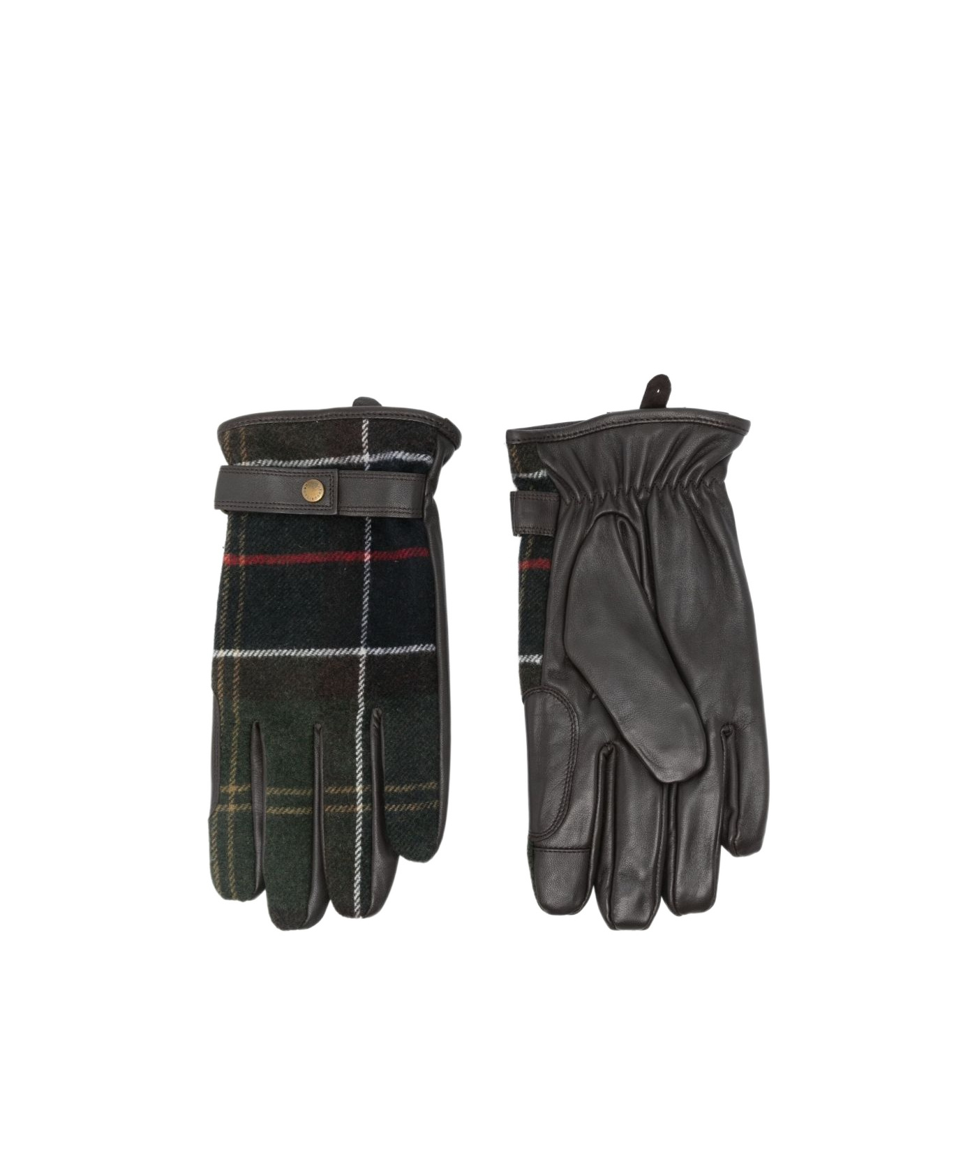Barbour Leather-plaid Gloves In Black