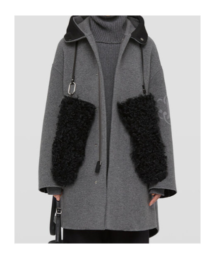 Jil Sander Jw-print Hooded Parka Coat In Gray