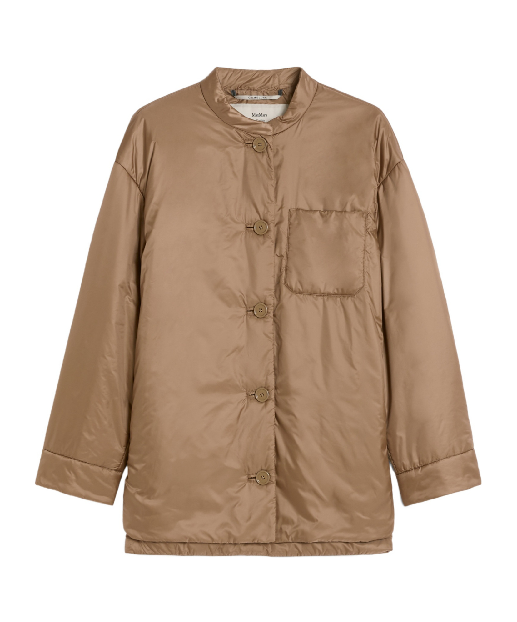 Max Mara Padded Shirt Jacket In Water-repellent Canvas In Brown