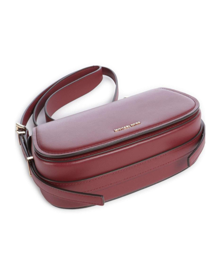 Michael Michael Kors Small Lydia Curved Leather Cross Body Bag In Burgundy
