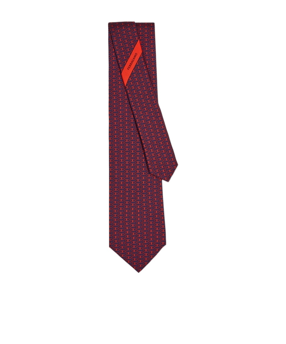Ferragamo Printed Silk Tie In Red