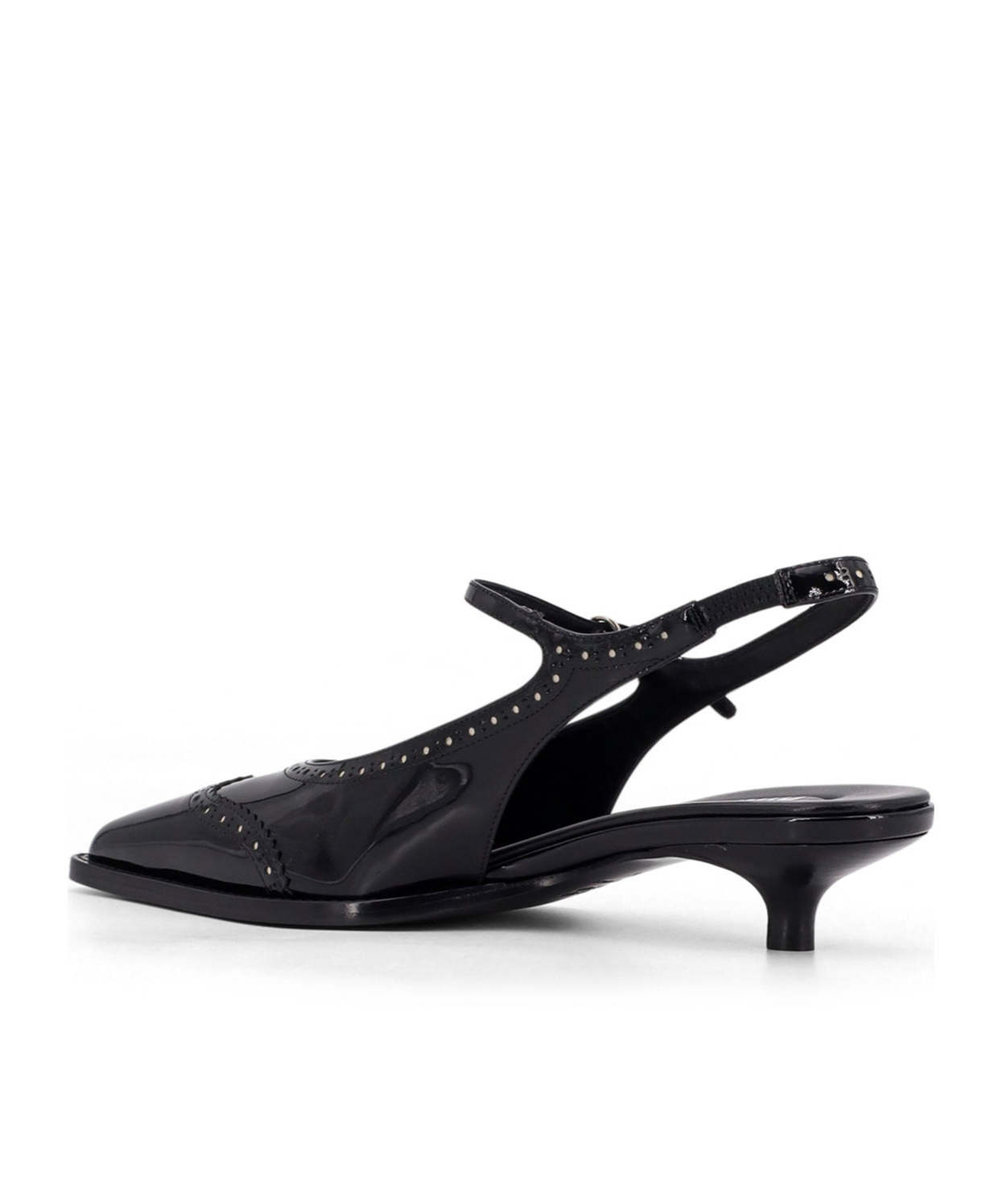 Miu Miu Women Leather Brogue Slingback T-strap Pumps In Black