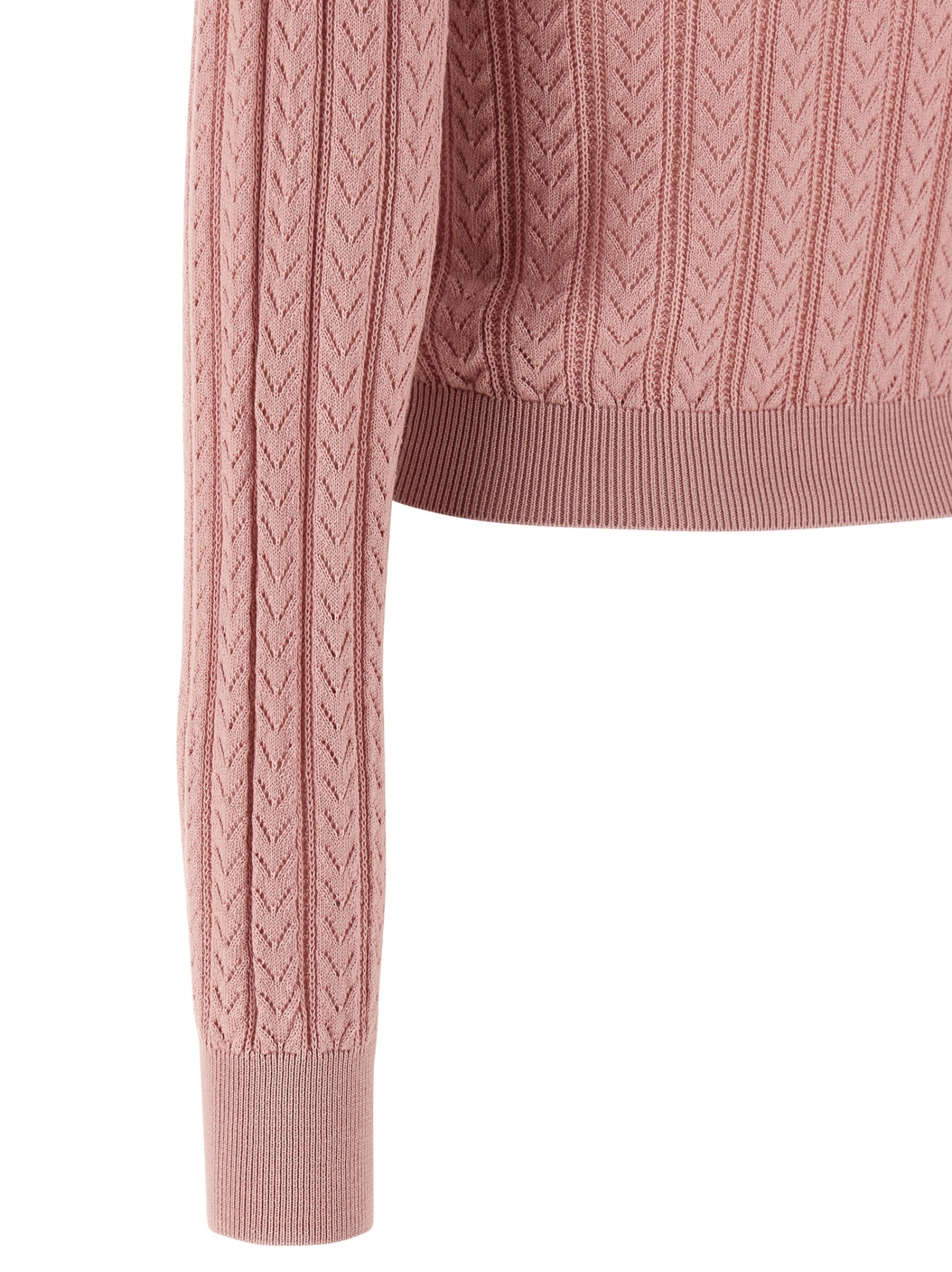 Alessandra Rich Openwork Cashmere Blend Knit Cardigan In Pink