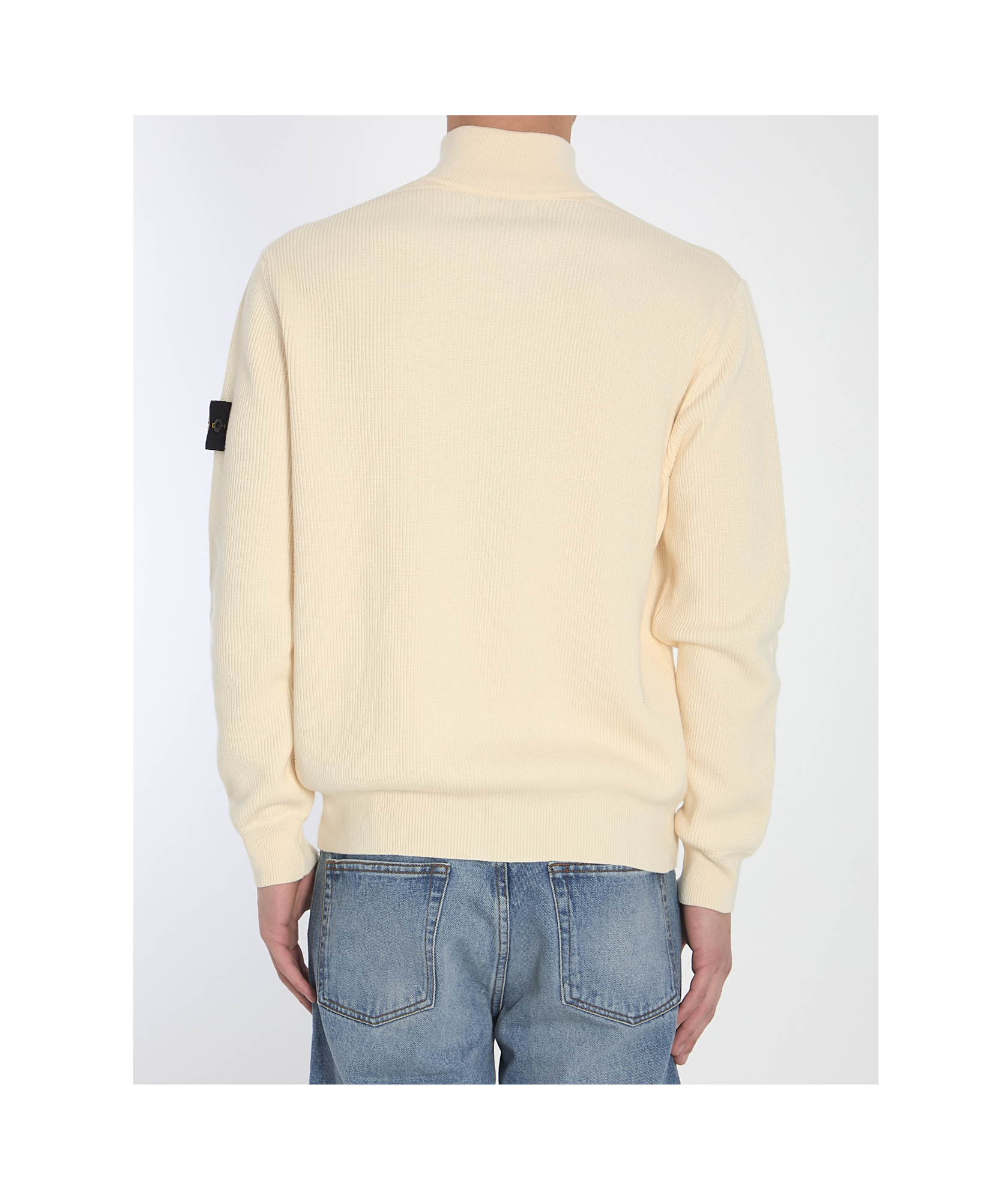 Stone Island Rib Knitted Cardigan In Nude