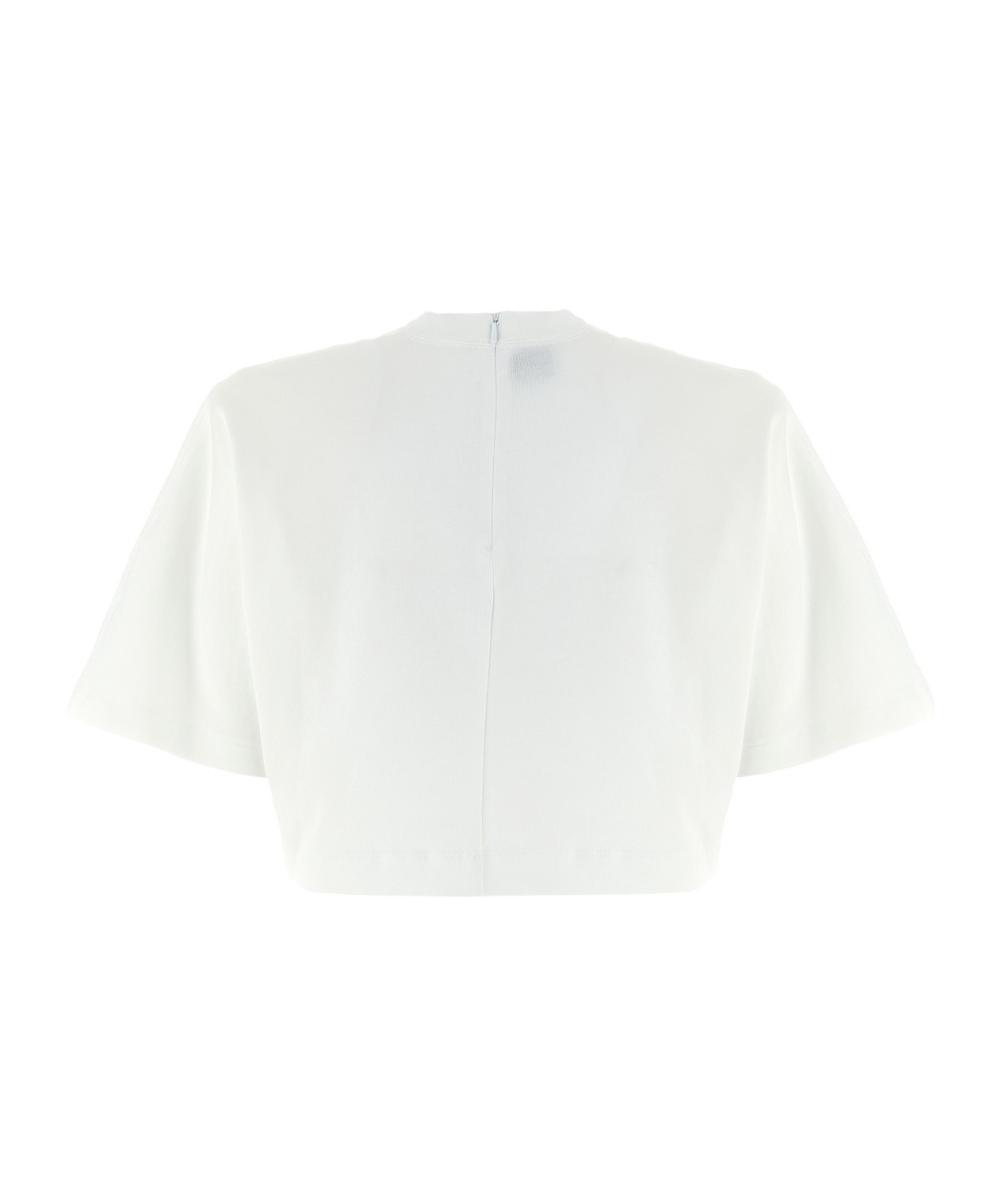 Pinko Short-sleeved Crop Top With Padded Shoulders In White