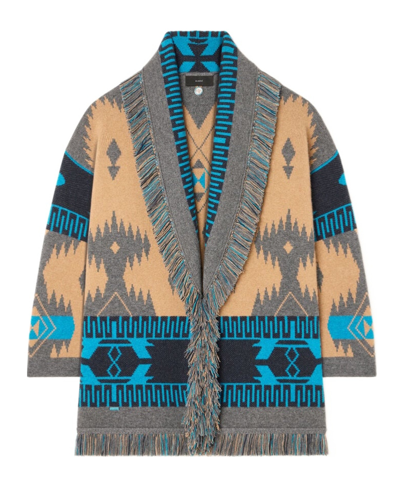 Alanui Shawl Collar Knit Cardigan With Fringe In Multi