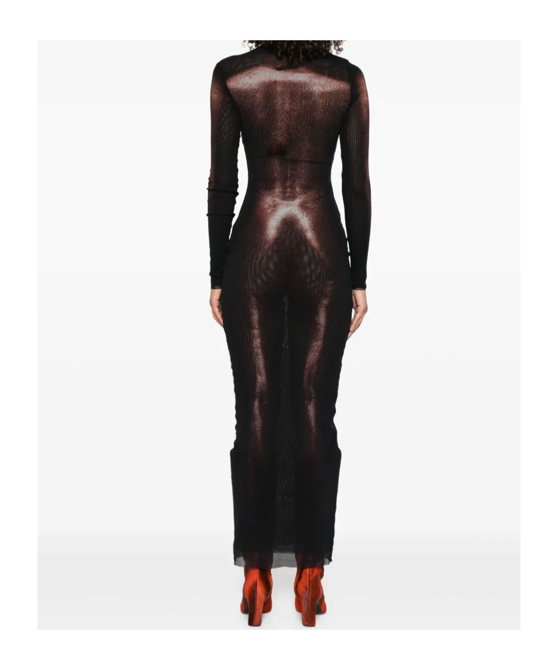 Jean Paul Gaultier Body-print Long Dress In Black