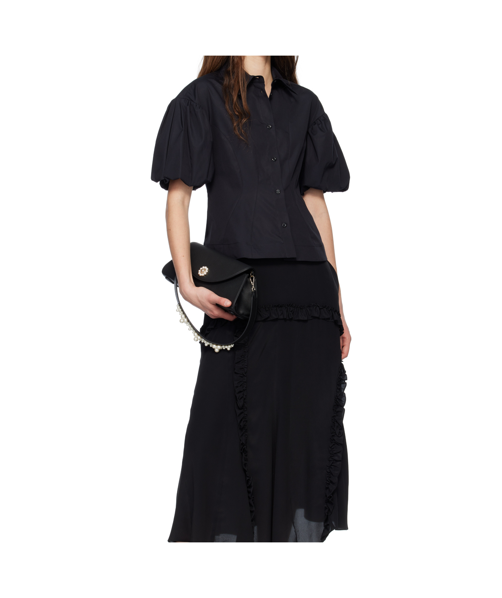 Simone Rocha Beaded Long Pochette Valentine Bag In Black