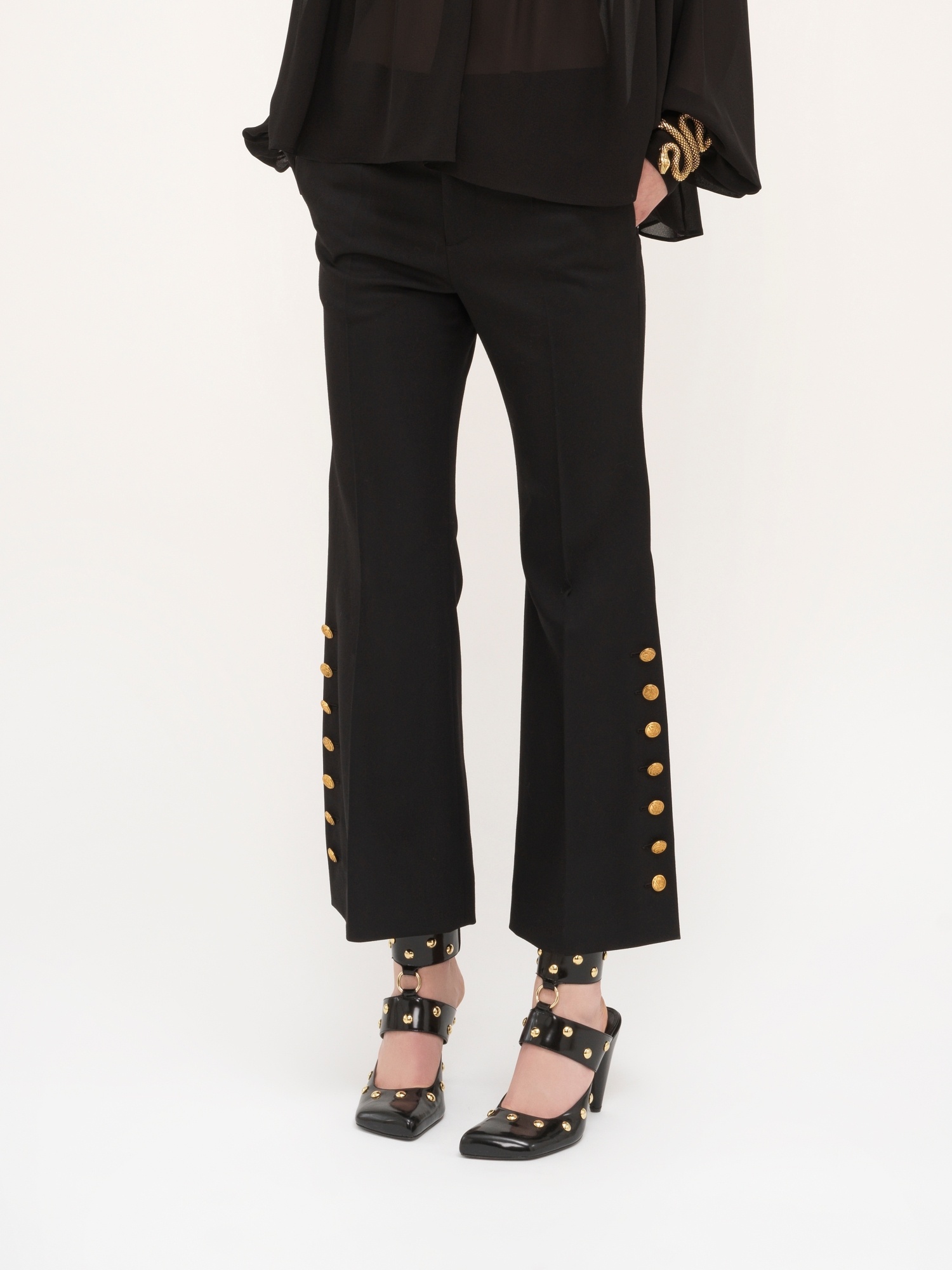 Chloé Cropped Trousers In Wool Grain De Poudre Black Size 12 100% Wool In Black